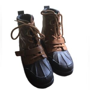 Polo Boys Brown and Black Lace-Up Duck Boots